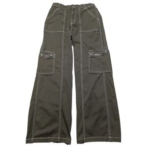 RACHEL PAIGE WIDE-LEG CARGO Women Medium? Green Stretch Cotton Pants